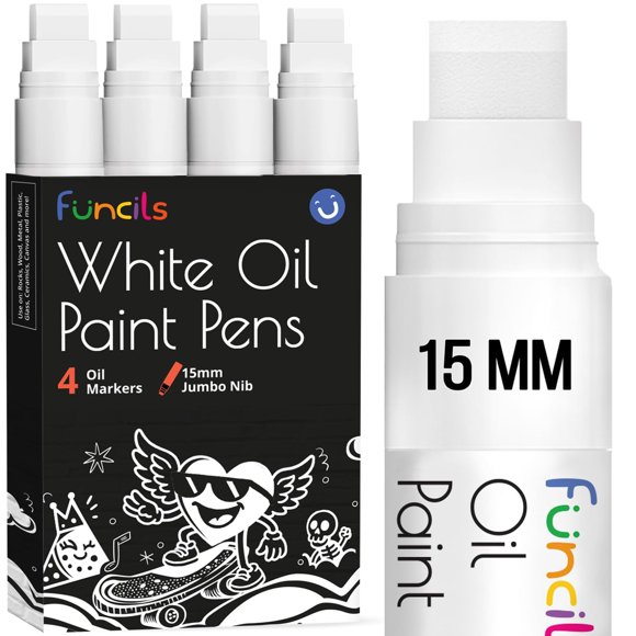 Marcador de pintura Funcils 15 mm blanco, paquete de 4, a base de aceite