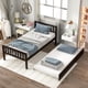 thumbnail image 3 of Twin Bed with Trundle, Platform Bed Frame with Headboard and Footboard, for Bedroom Small Living Space,No Box Spring Needed,Espresso, 3 of 3