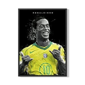 Creango - Cuadro Poster Enmarcado Ronaldinho Decorativo