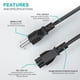 thumbnail image 4 of Cable de alimentación AC para computadora portátil Lordtronics Cable C5 de 3 pies, 125 V, 3 clavijas, 4 of 5