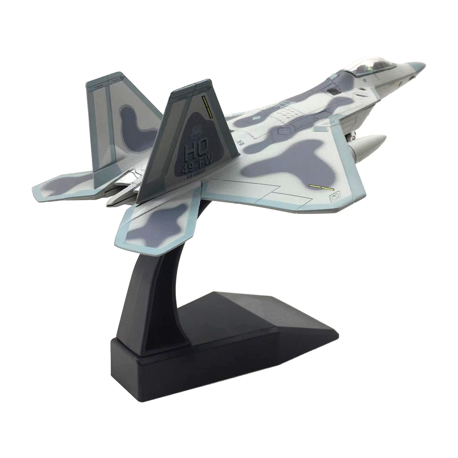 Magideal - Avión De Fundido A Presión 1/100 Usa F22, Colecciones De Juguetes Para Niños, Avión De Simulación Con Soporte, Modelo De Avión Para Gabinete, , Base Negra