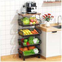 Cesta Para Frutas Y Verduras Gsiekare De 5 Niveles, Apilable Con Ruedas