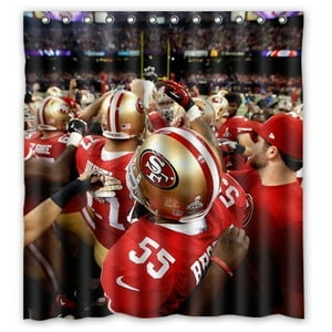 Pinghai - Cortina De Ducha De San Francisco 49Ers, Juego De Cortina De Baño Con Ganchos, Tamaño 66 X 72 Pulgadas