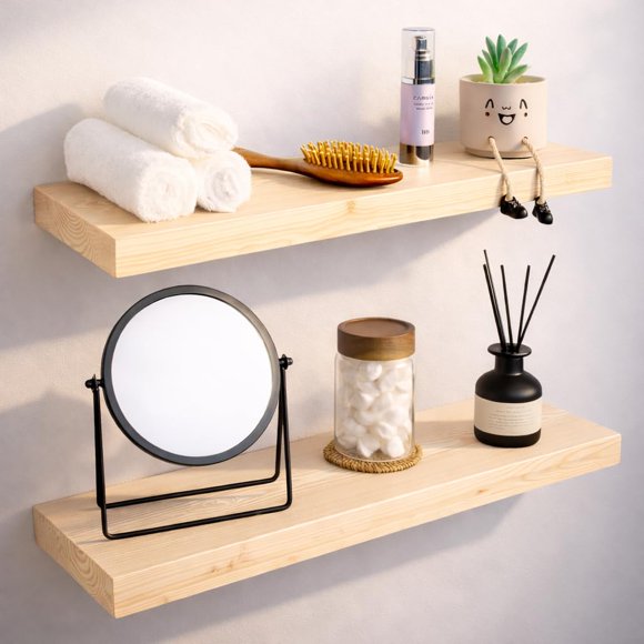 Estanterías flotantes de madera BGMG 61 cm (juego de 2) sin terminar