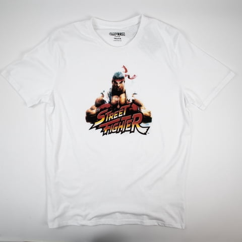 Polera Hombre You Street Fighter Ryu Blanco
