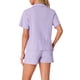 thumbnail image 3 of Conjunto de Pijama de Algodón 100% para Mujer de INSPIRE CHIC Manga Corta con Botones, Ropa de Dormir con Bolsillos y Shorts con Cintura Elástica XL Púrpura, 3 of 6