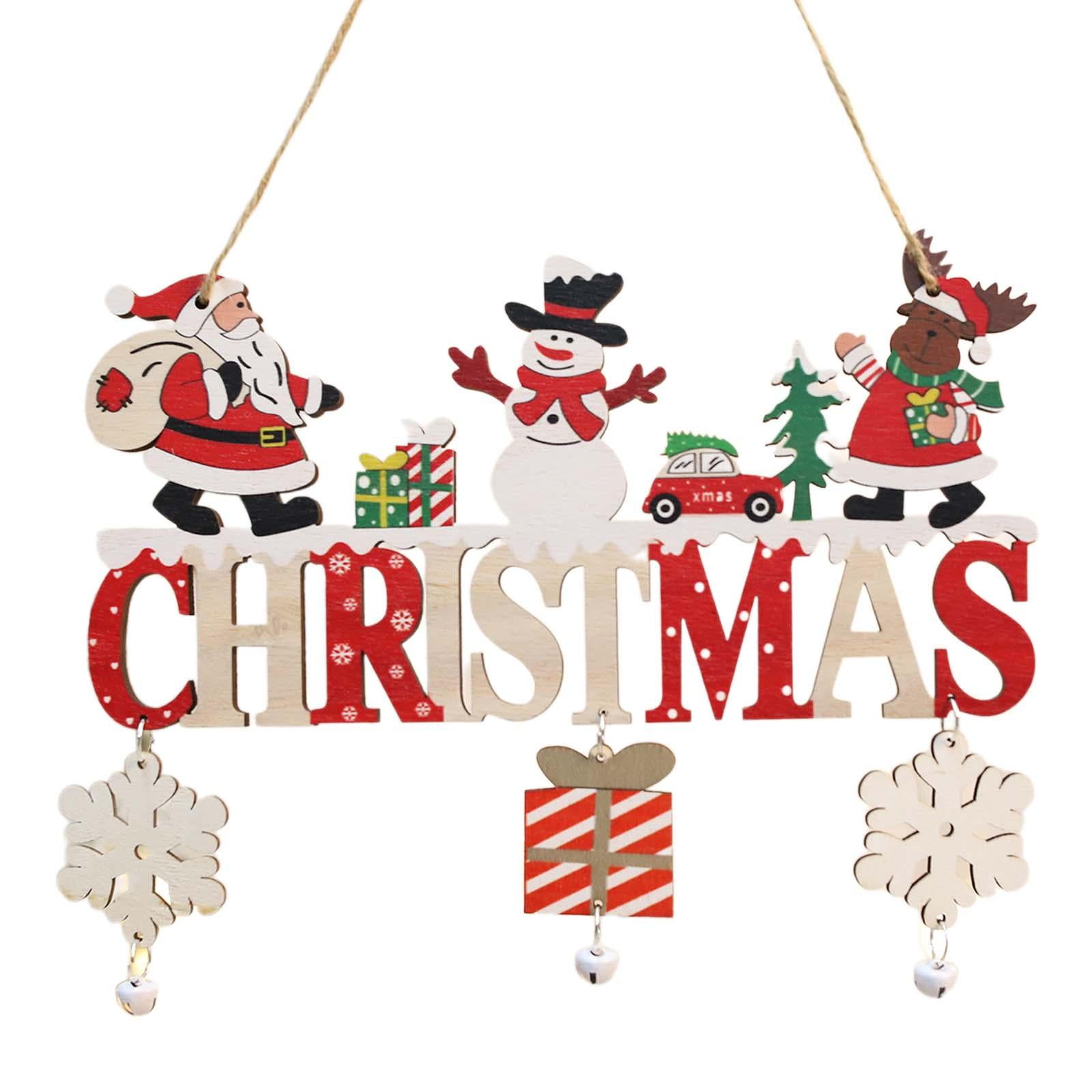 Magideal - Etiquetas Colgantes Navideñas De Madera Con Campanas, Letrero Navideño, Letrero Colgante Para Puerta Para Porche, Inauguración De La Casa, Granja, Ofi Alce Papá Noel Muñeco De Nieve