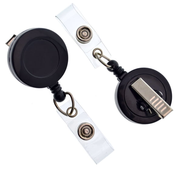 Carrete Retráctil de Credencial Specialist ID - Pack de 25, Negro con Clip de Cocodrilo