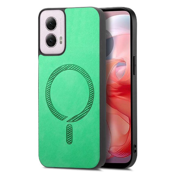 Magnetic Slim Case for Motorola Moto G Play 2024 5G with Camera Guard & Anti-Scratch Back Green