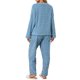 thumbnail image 3 of INSPIRE CHIC Conjunto de Pijama de Felpa para Mujer, Manga Larga, Cuello Redondo, Suave, Cálido, para Invierno, 2 Piezas, Talla XL, Azul, 3 of 6