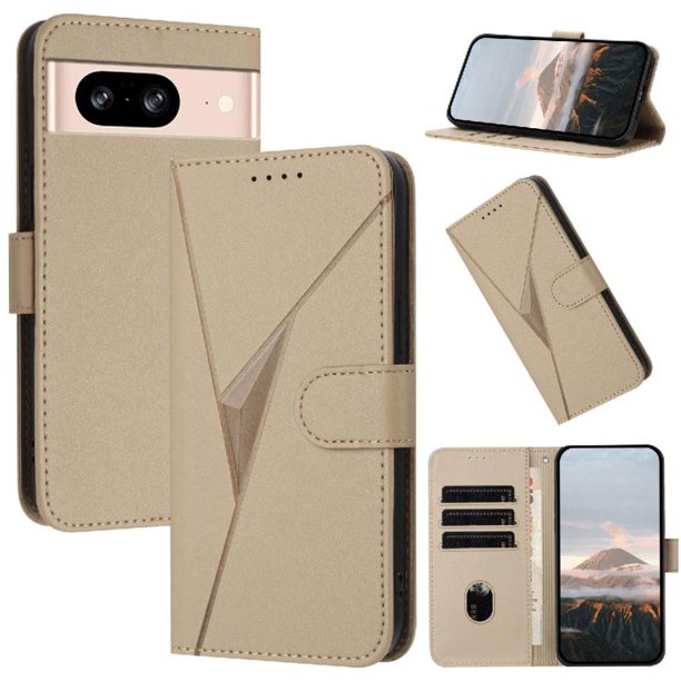 Funda Cartera Fibra de Carbono para Google Pixel 8 con Soporte y Cierre Magnético Oro