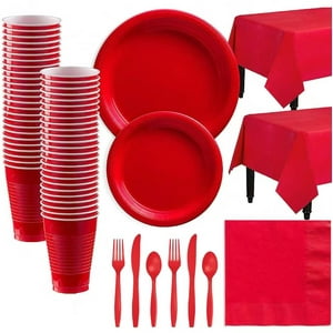 Wakeshome - Set Cotillón De Fiesta De Cumpleaños Para 20 Personas Rojo