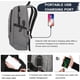 thumbnail image 2 of Mochila para portátil Mancro para viajes antirrobo con puerto USB, color gris, 2 of 7