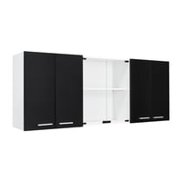 Fm Furniture - Mueble Superior De Cocina 6 Puertas 150X60X31,5 Cm Negro Y Blanco