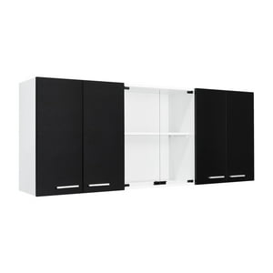 Fm Furniture - Mueble Superior De Cocina 6 Puertas 150X60X31,5 Cm Negro Y Blanco