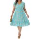 thumbnail image 2 of GRACE & GRANDEUR Vestido de línea A con cuello en V floral, mangas con volantes, cintura elástica y bolsillos para mujer de talla grande 1X Azul Lago, 2 of 7