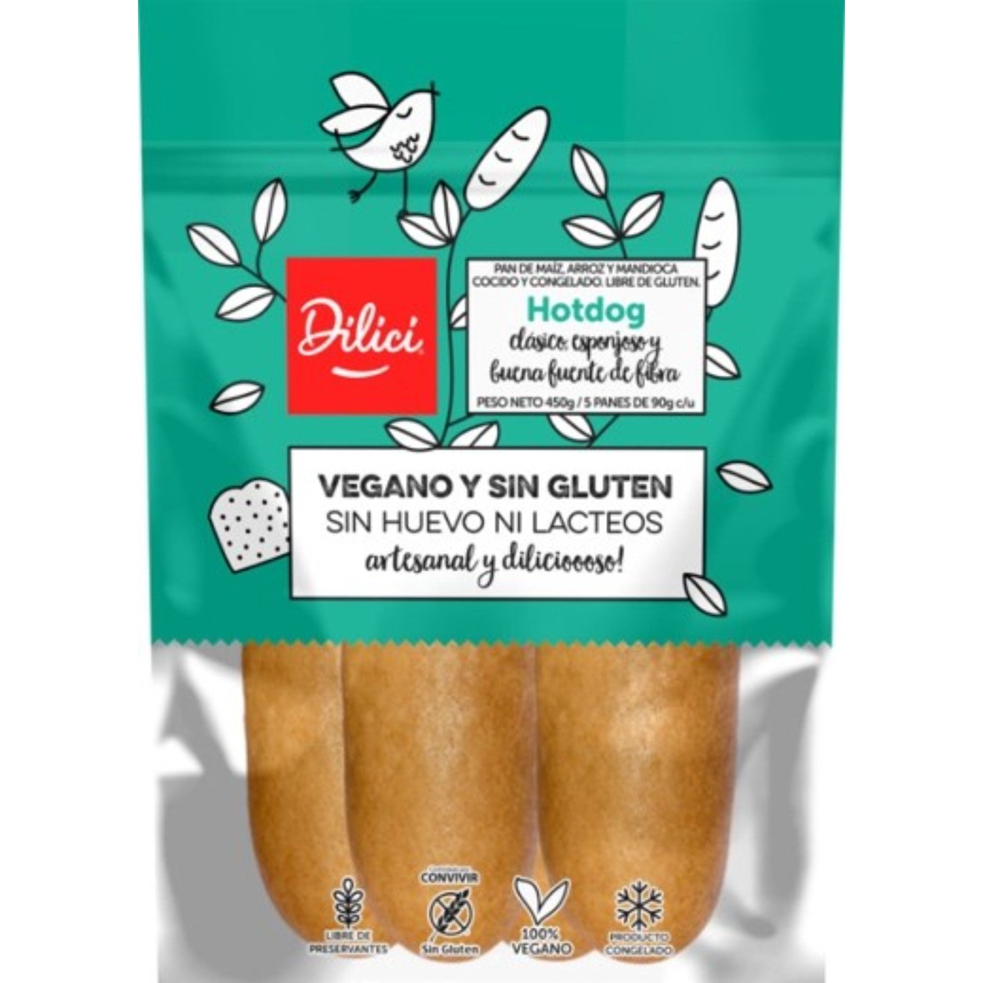 Pan Hotdog sin Gluten Vegano , 450 g