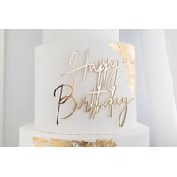 Espejo Acrílico Dorado Qpartyfire Con Diseño De Felicitación De Cumpleaños Para Tartas