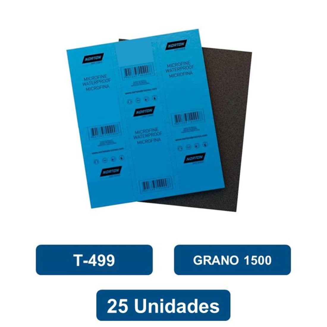 Norton - Lija Microfina Pulido Al Agua T-499 Grano 1500 25un.