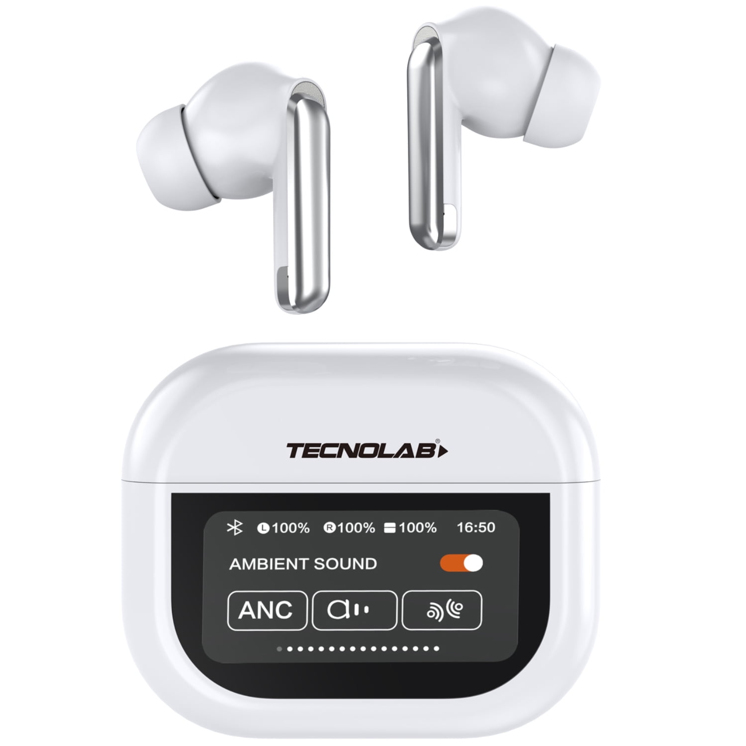 Tecnolab - Audífonos Bluetooth Con Pantalla Touch Blanco - Ps