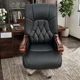 thumbnail image 2 of Silla de Escritorio Gerencial de Cuero con Brazos de Madera, 2 of 3