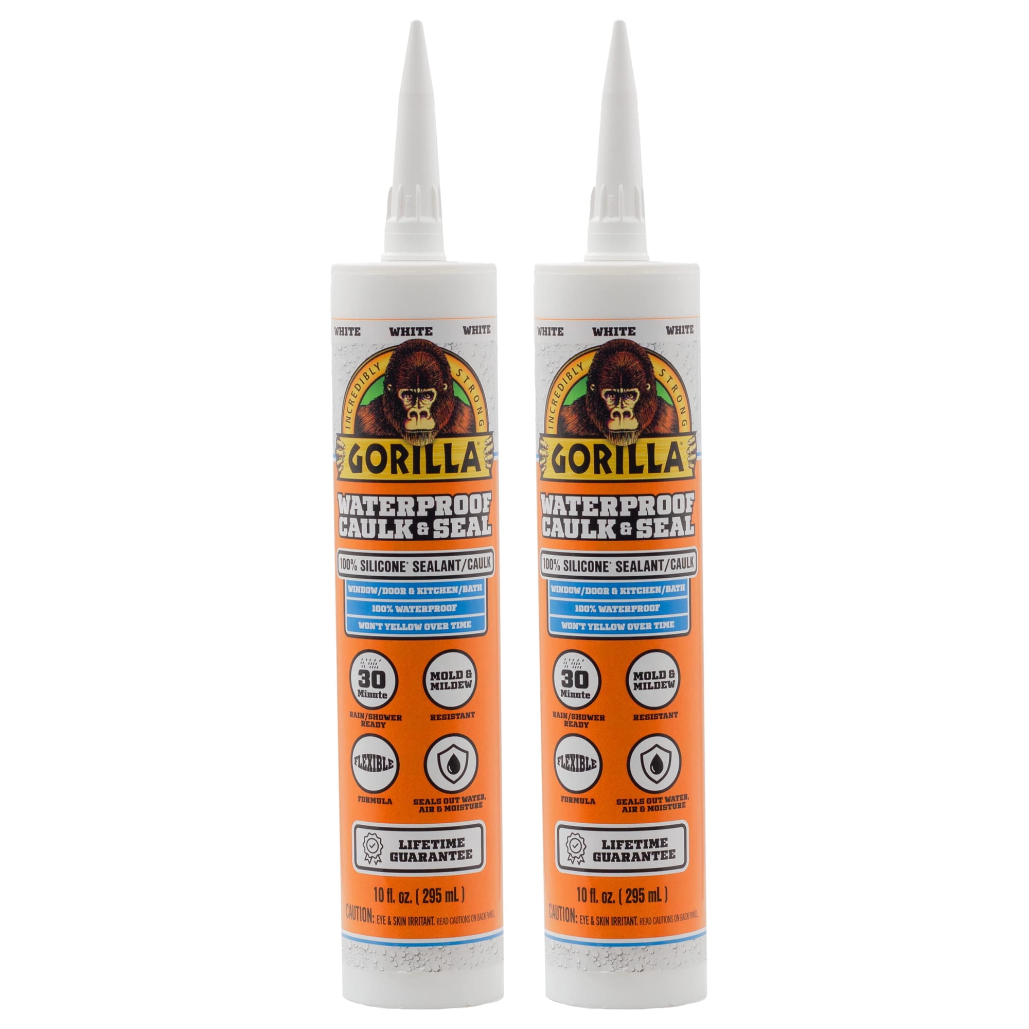 Sellador De Silicona Caulk & Seal Gorilla Waterproof, 300 Ml, Color Blanco