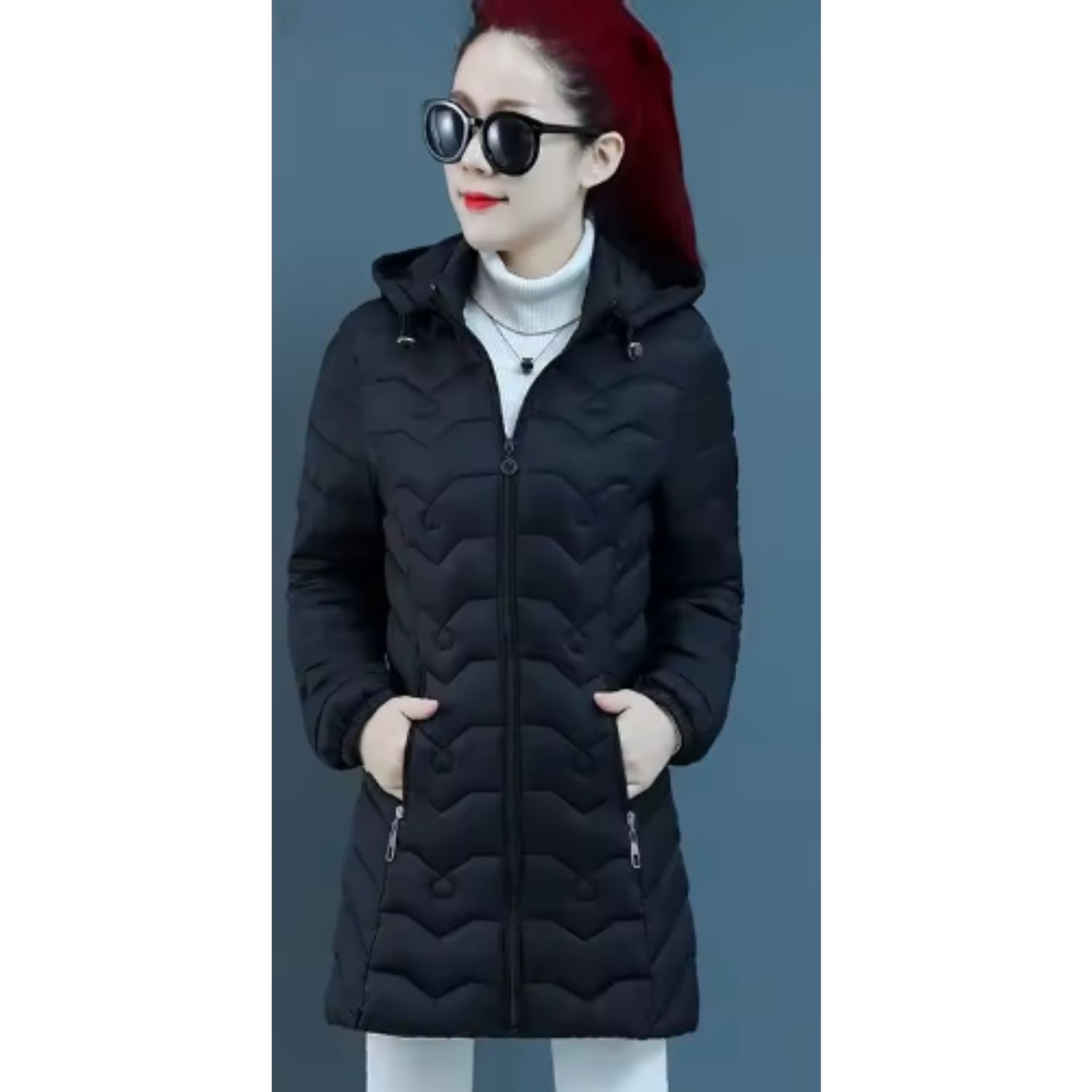 Likeshop - Chaqueta Mujer Parka Impermeable Premium Larga Gorro 766