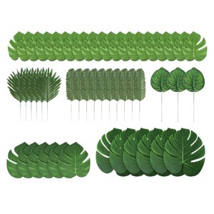 Bothyi - 90 Piezas De Hojas De Monstera, 6 Tipos Artificiales Para Banquete De Fiesta Hawaiana