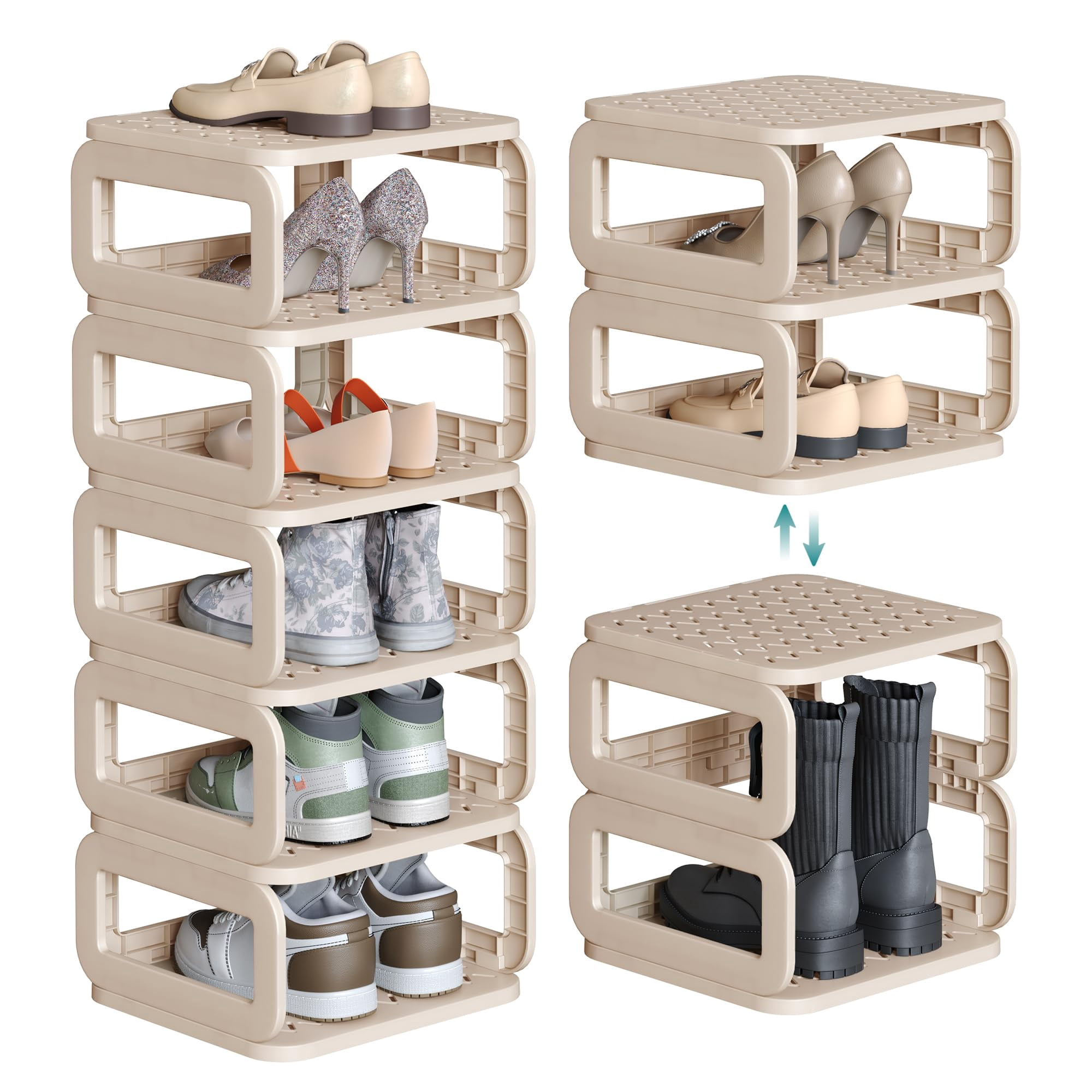 Zapatero Songmics Con 6 Estantes Para Guardar Zapatos, Color Capuchino, Color Beige