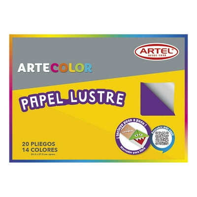 Carpeta Papel Lustre 20 Pliegos 14 Colores 1 Un Artel