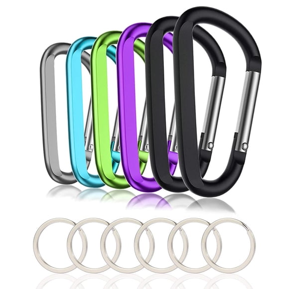 Mosquetón CampTek Caribeaner Clip de aluminio con forma de anillo en D, 6 unidades