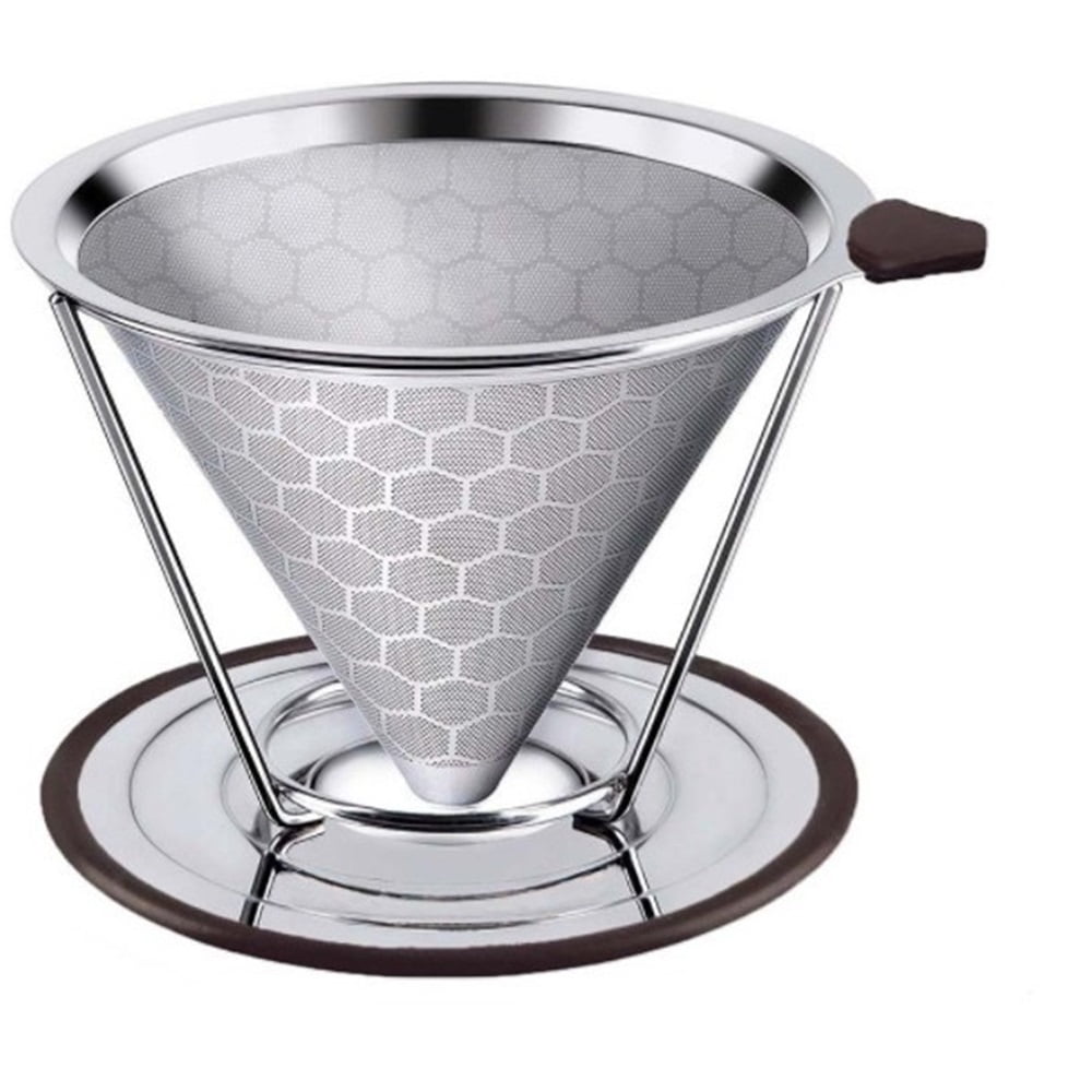 Xusx111 - Verter Sobre El Goteador De Café, Filtro De Acero Inoxidable, Fácil De Limpiar Sin Papel Verter Sobre Cafetera, Filtro Reutilizable, Goteador De Cono Con Taza Extraíble