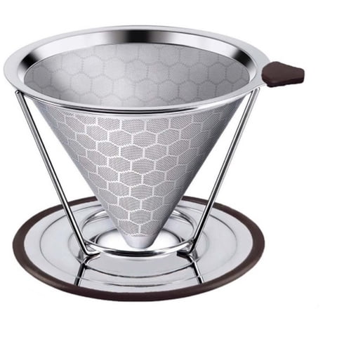Xusx111 - Verter Sobre El Goteador De Café, Filtro De Acero Inoxidable, Fácil De Limpiar Sin Papel Verter Sobre Cafetera, Filtro Reutilizable, Goteador De Cono Con Taza Extraíble
