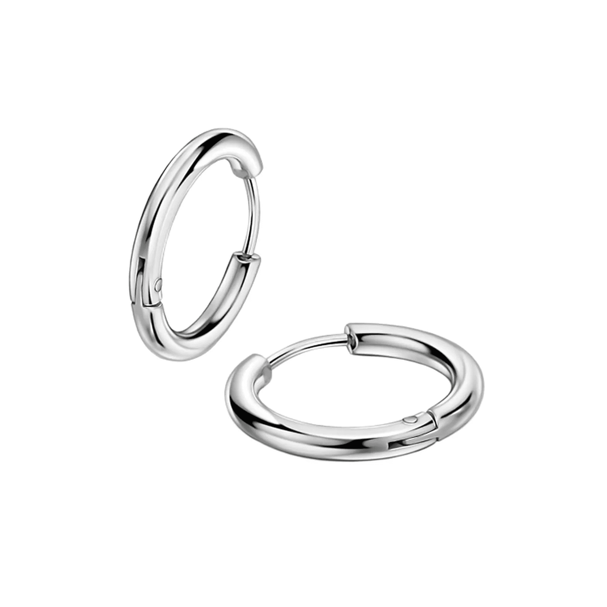 Genérico - Set De Aros Para Hombres Y Mujeres, Argolla De Acero, Color Plata