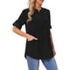 thumbnail image 4 of INSPIRE CHIC Camisas de pana casuales para mujer con botones, mangas enrollables, cuello en V, blusas sueltas elegantes, tops de otoño XL negro, 4 of 6