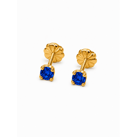 Aros Chispas Circón 5mm No1 Oro 18k 1gr Regalo Mujer