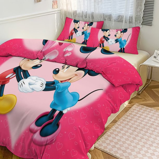 Mickey Print Bedding Set Pattern Duvet Cove Set 3 Pieces 1 Quilt Cover And 2 Pillowcases for Women Men Teens