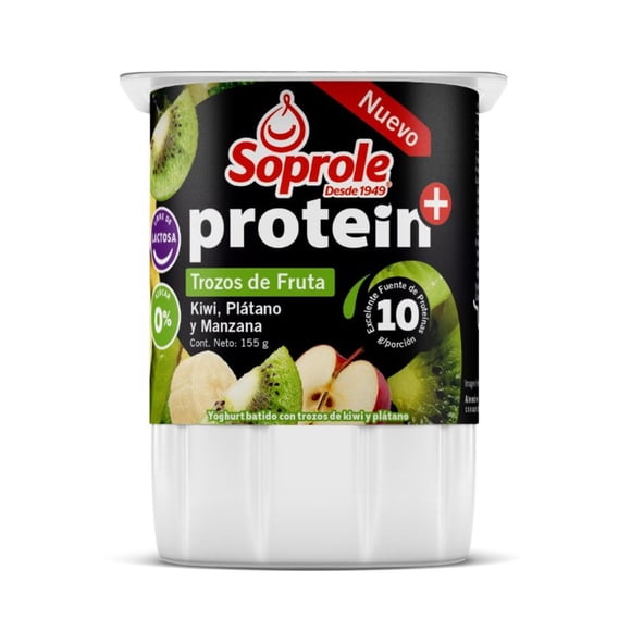 Yoghurt Protein con Trozos Kiwi,Plátano,Manzana Pote, 155 g