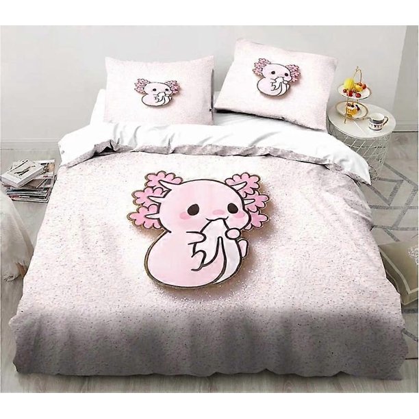 Cute waii axolotl art Christmas Navidad gift King twin double child customized bedding set duvet cover with pillowcase3 piece-