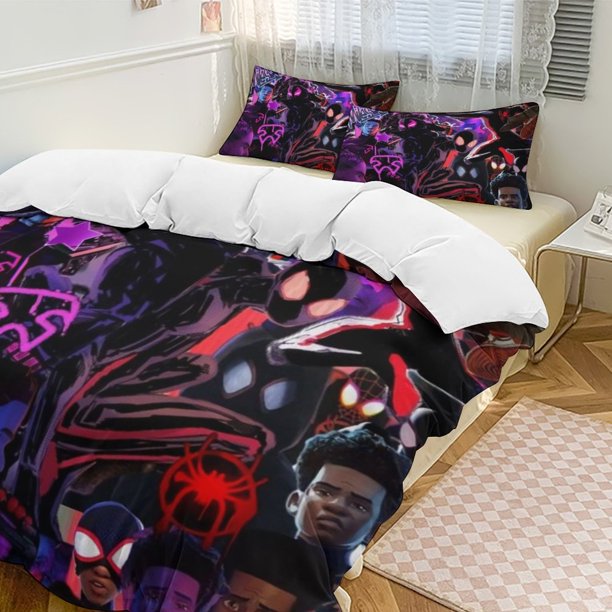 Into The Spider-Verse Family Bed 3 Piece Set Personalized Bedding Decor for Kids And Teens Anime Student Dormitory Cover