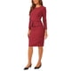 thumbnail image 4 of INSPIRE CHIC Vestido ajustado de mujer con peplum, atuendo de maestra para el regreso a clases, cuello redondo, manga larga, cintura alta, vestido de trabajo midi, rojo XS, 4 of 5