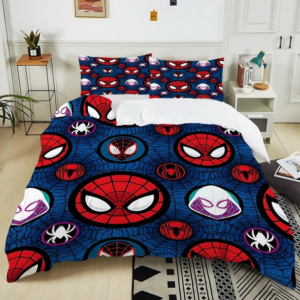 x2350 Bed SheetsSpiderman Cartoon Bedding Set Duvet Cover Pillowcase Room Decoration Cartoon Boy Girl Gift Twin Size Bedding 3-Piece Bedding Set (1 Duvet Cover + 2 Pillow Shams) nj2350