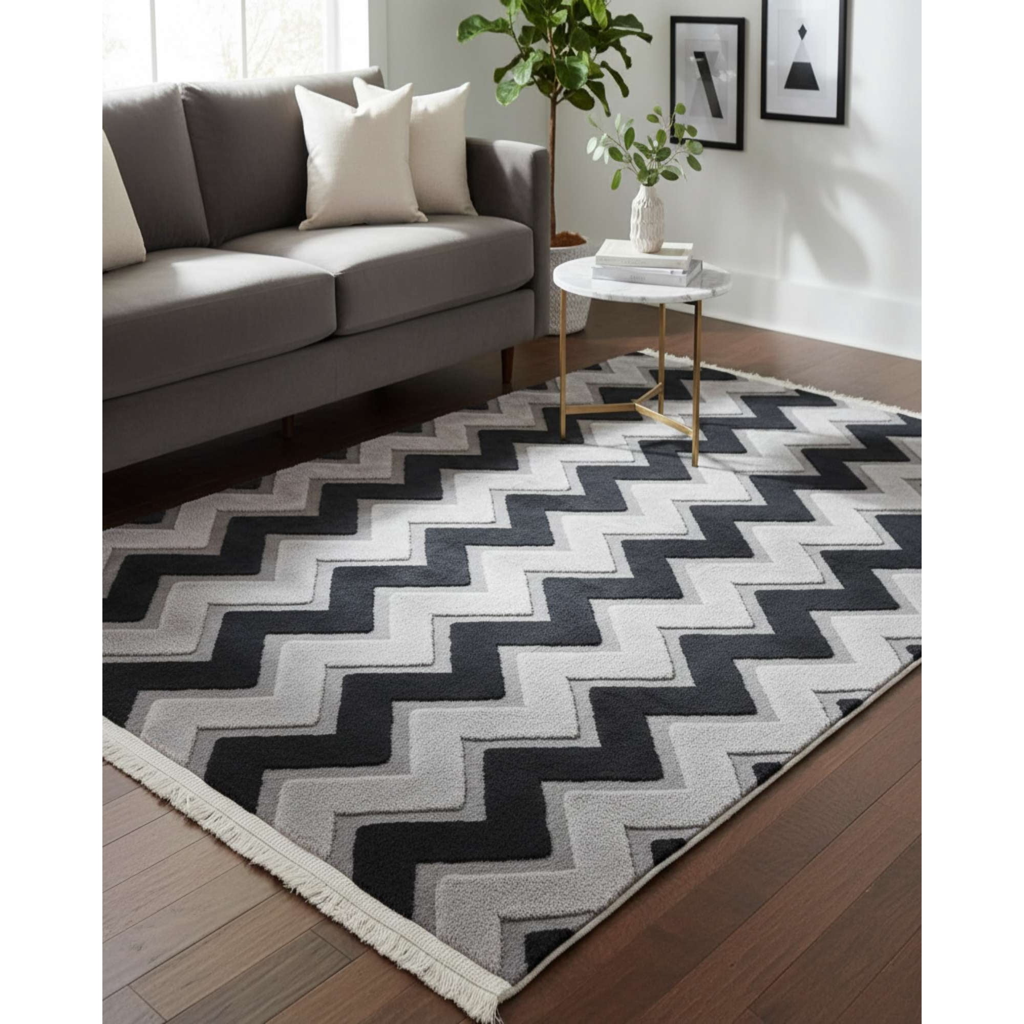 Feiya - Alfombra Con Relieve Diseño Jacquard Antideslizante 150x200 Cm