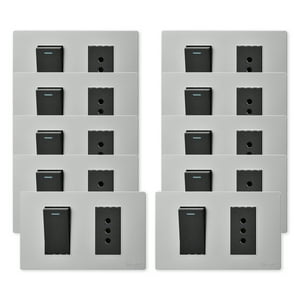 Want - Pack 10 Interruptor 1 912 16A Y Tomacorriente 1 10A - Gris Negro