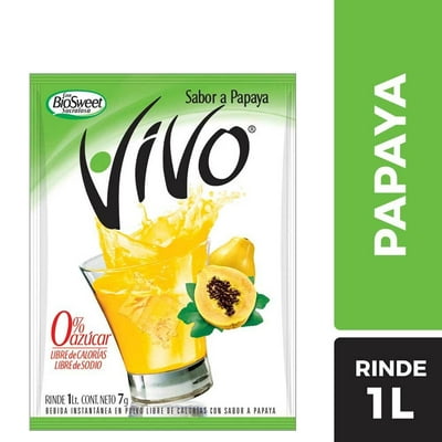 Jugo En Polvo Libre De Azúcar Sabor Papaya Sobre 8 G Vivo