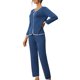 thumbnail image 4 of INSPIRE CHIC Conjuntos de Ropa de Casa para Mujer con Mangas Largas, Tops con Pantalones, Conjuntos de Pijama XS Azul, 4 of 6