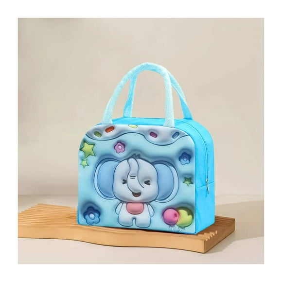 Lonchera Bolsa Termica 23x10x29cm Elefante Azul Kawaii