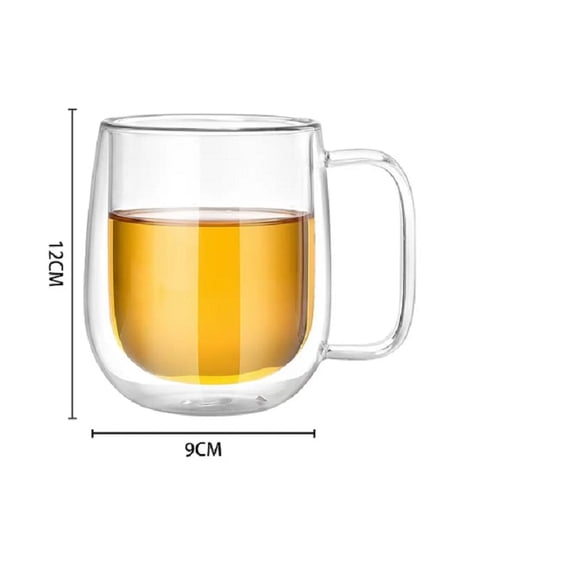 TAZA DE TRANSPARENTEDE VIDRIO DOBLE PARED 350 ML