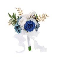 Bothyi - Ramo De Rosas Artificiales De 29Cm, Ramo De Novia Hecho A Mano, Elegante, Azul