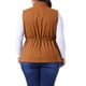 thumbnail image 5 of Agnes Orinda Chaquetas de Chaleco sin Mangas con Capucha para Mujer de Talla Grande con Cremallera, Botón y Cordón en la Cintura 3X Caramelo, 5 of 8
